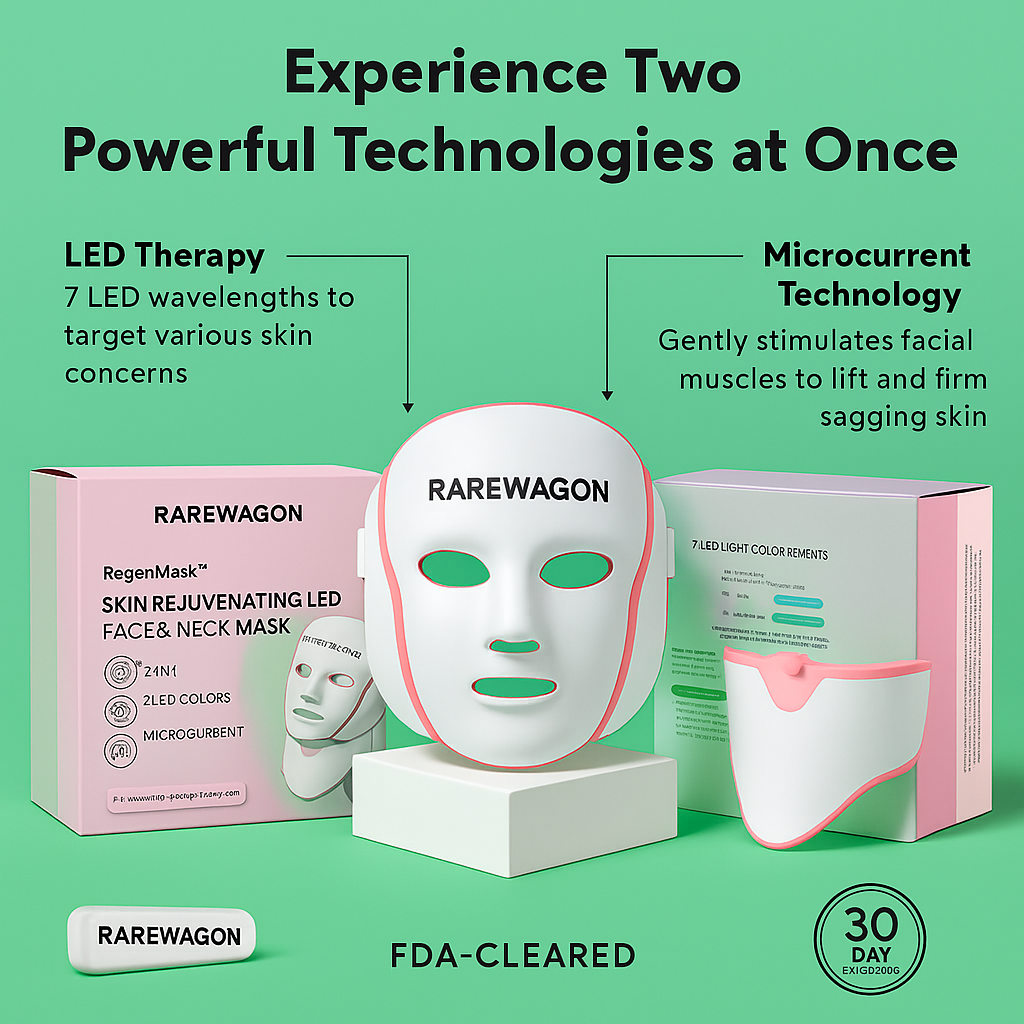 dyson hair dryer/shark hair dryer/dyson supersonic/dyson hairdryer /ghd hair dryer/ revlon hair dryer brush /shark hair styler /shark blow dryerhair dryer brush RareWagon - Premium 7X LED Therapy Mask With Neck Rejuvenation