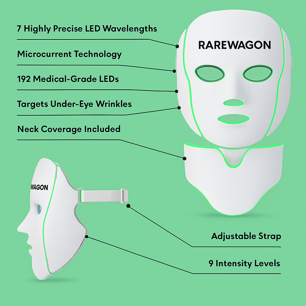 dyson hair dryer/shark hair dryer/dyson supersonic/dyson hairdryer /ghd hair dryer/ revlon hair dryer brush /shark hair styler /shark blow dryerhair dryer brush RareWagon - Premium 7X LED Therapy Mask With Neck Rejuvenation